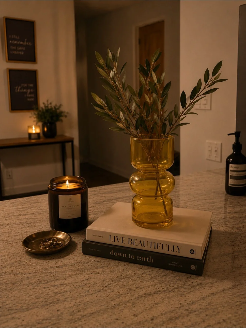 Modern Amber Glass Bubble Vase - Home Accents
